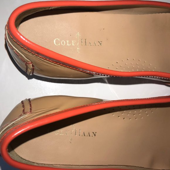 Cole Haan tan and orange patent leather moccasins - Picture 7 of 7
